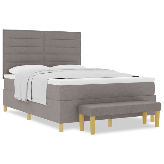 Postel S Boxspringem S Čelo Taupe 190 X 140 Cm Textil