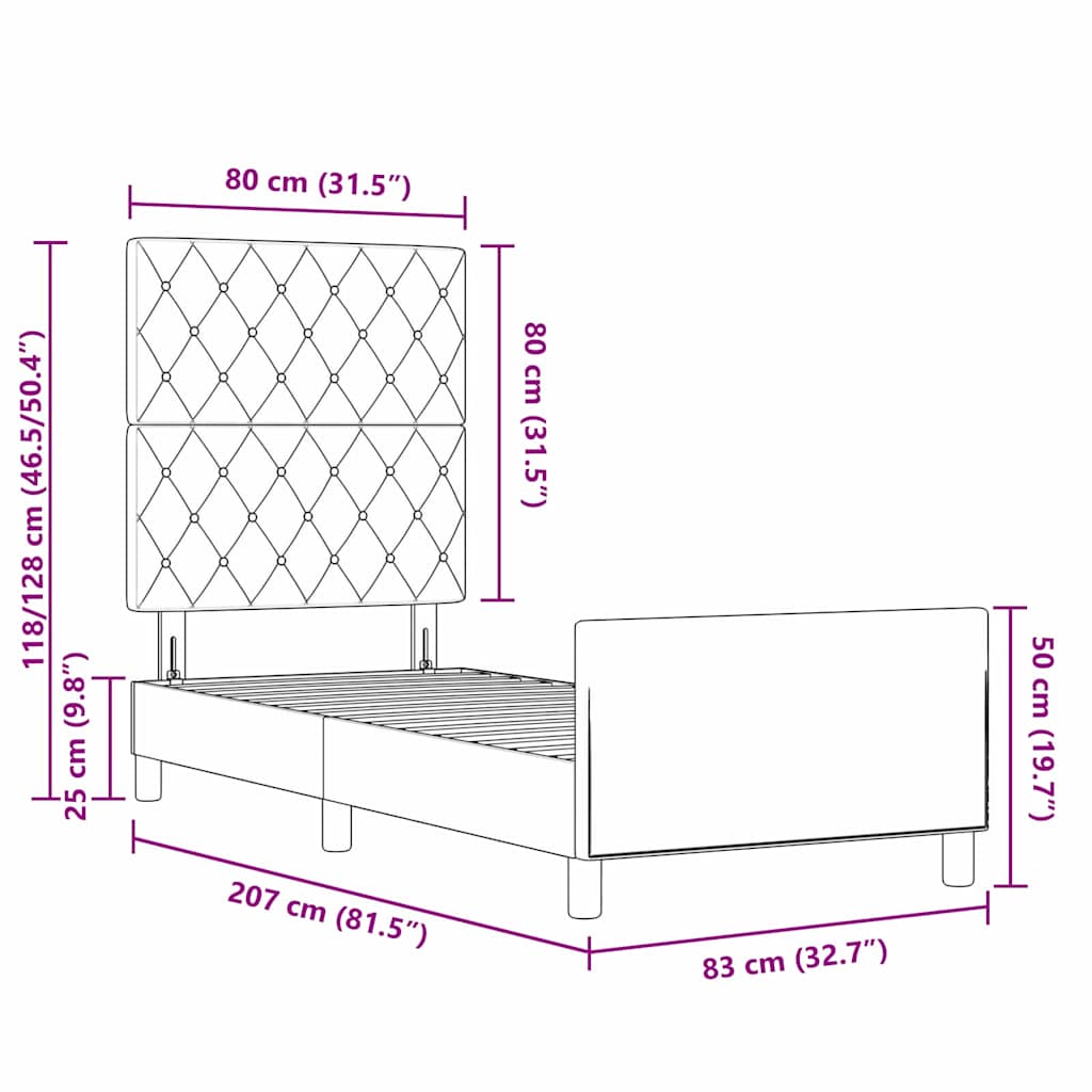 Postel S Boxspringem S Čelo Světle Šedá 80 X 200 Cm Samet