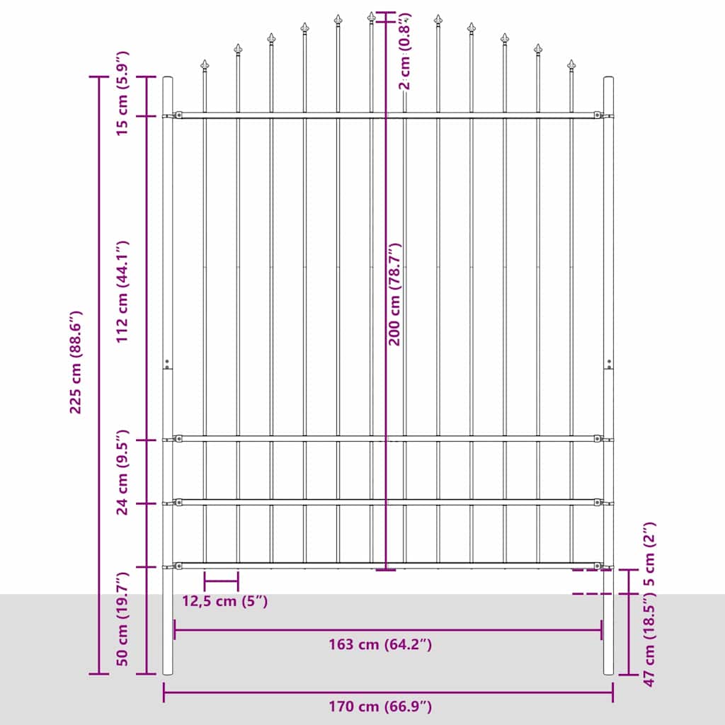 Zahradní Plot Woerden 4 Ks 170 X 225 Cm Práškově Lakovaná Ocel