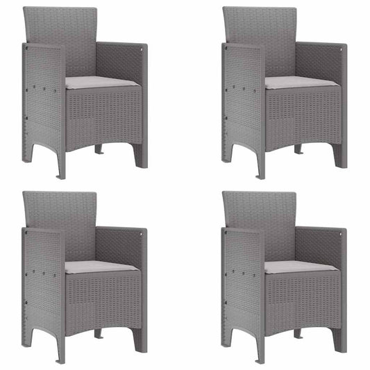 Zahradní Křeslo 4 Pcs Světle Šedá 53 X 49 X 85 Cm Polypropylen