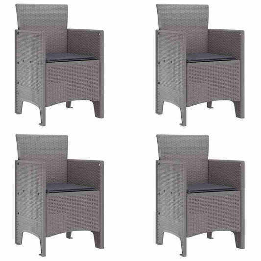 Zahradní Křeslo 4 Pcs Světle Šedá 53 X 49 X 85 Cm Polypropylen