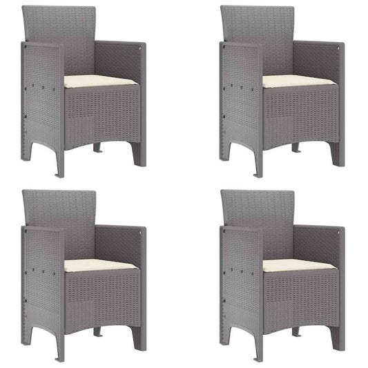 Zahradní Křeslo 4 Pcs Světle Šedá 53 X 49 X 85 Cm Polypropylen