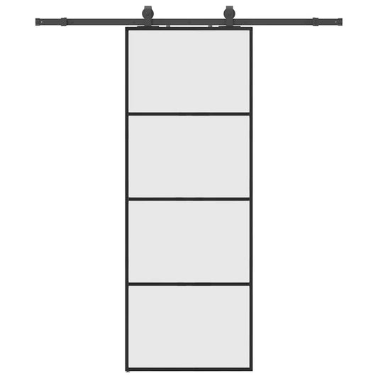 Posuvné Dveře Se Sadou Kování Černé 76X205 Cm Esg Glass Černá