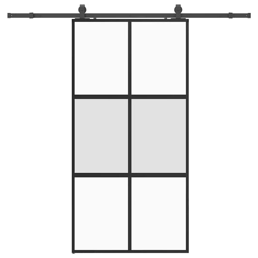 Posuvné Dveře Se Sadou Kování Černé 102,5X205 Cm Tvrzené Sklo