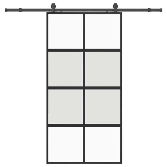 Posuvné Dveře Se Sadou Kování Černé 102,5X205 Cm Tvrzené Sklo