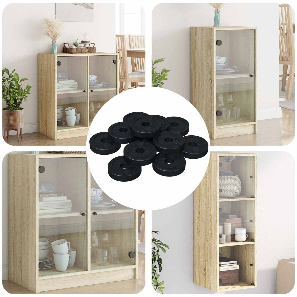 Vhodné Pro Ploché Podložky 2 Ks Černá ∅15 X 3 Mm Pvc Kopolymer