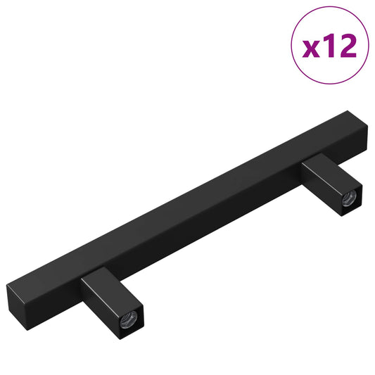 Madlo Na Skříň 12 Pcs Černá 150 X 12,3 X 35,2 Mm Nerezová Ocel