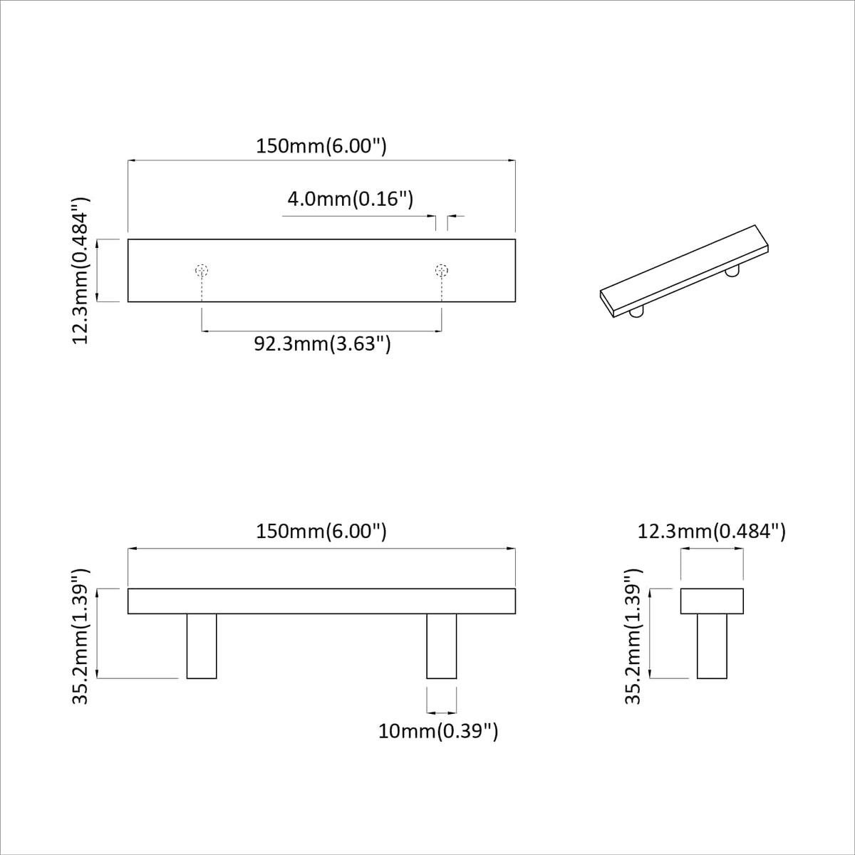 Madlo Na Skříň 12 Pcs Černá 150 X 12,3 X 35,2 Mm Nerezová Ocel