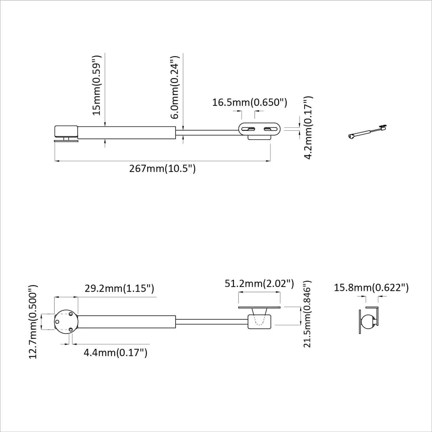Hydraulická Plynová Pružina 12 Pcs Stříbrná 280 X 17 X 16 Mm