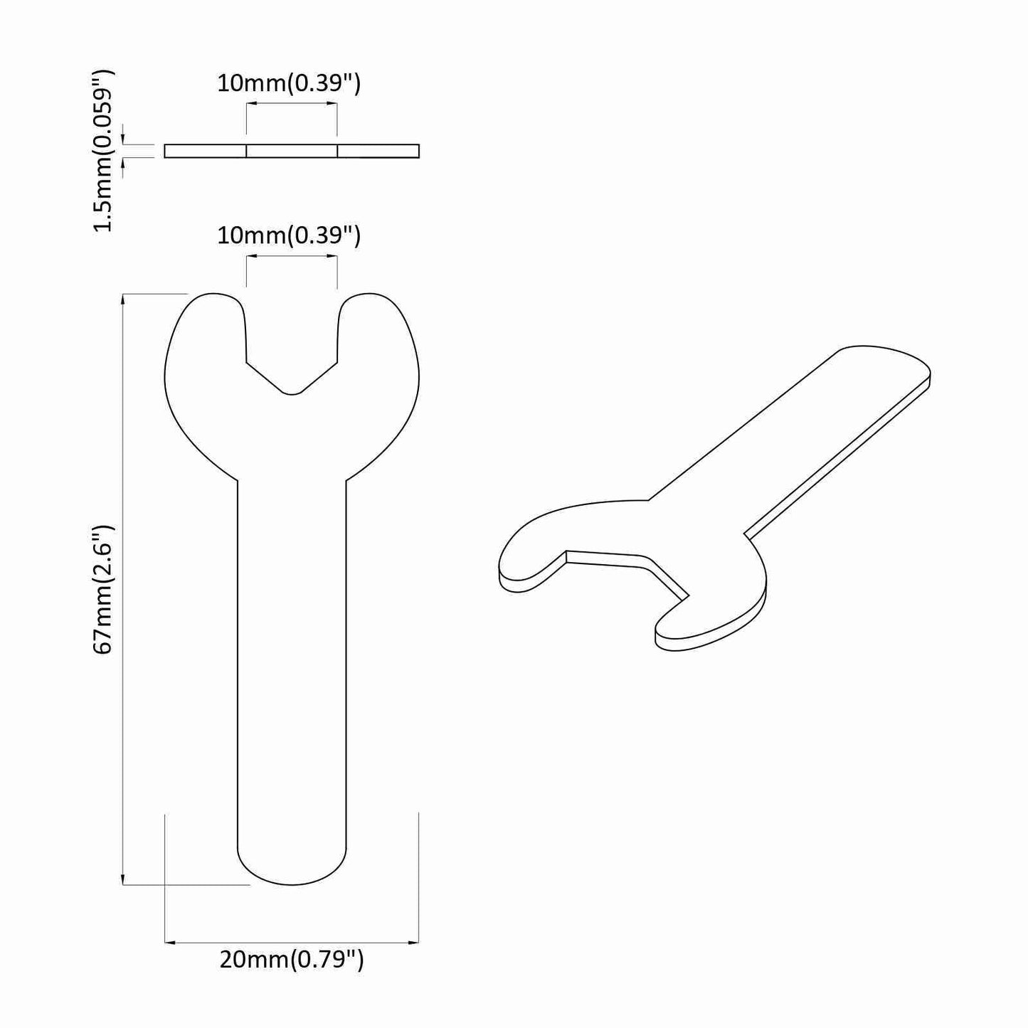 Klíč 2027 Pcs Stříbrná 10 Mm Železo