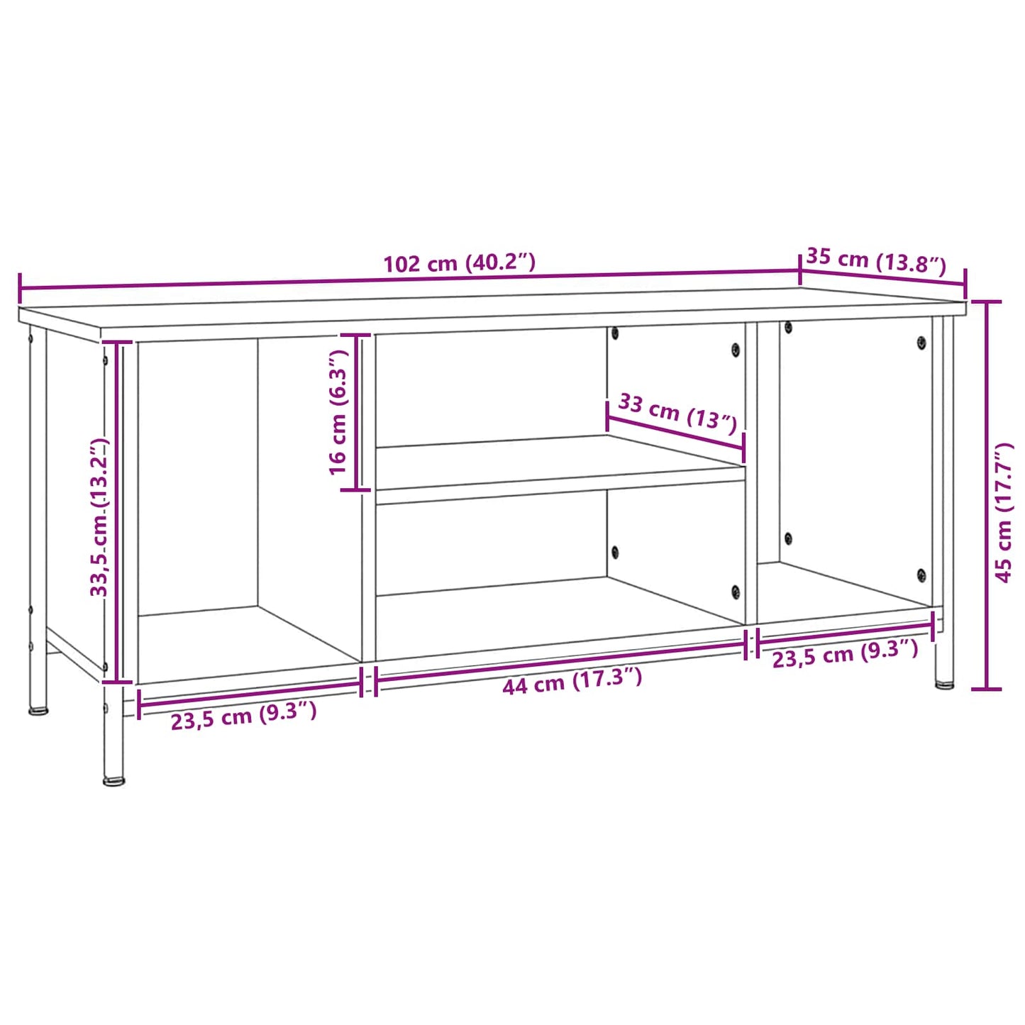 Televizní Skříň 102 X 35 X 45 Cm Staré Dřevo Kompozitní Dřevo