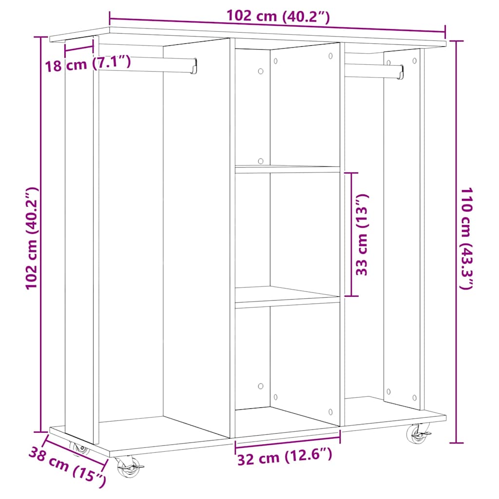 Skříň S Policí Černý Dub 102 X 38 X 110 Cm Kompozitní Dřevo