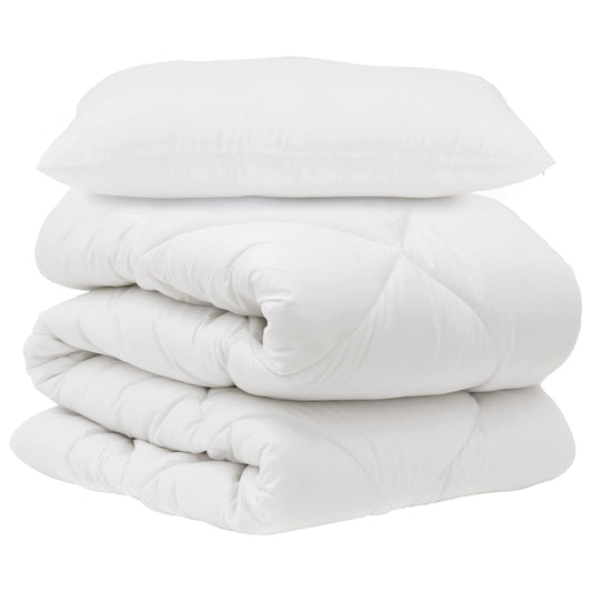 Sada Přikrývek S Polštářem 2 Pcs Bílá Mikrovlákno