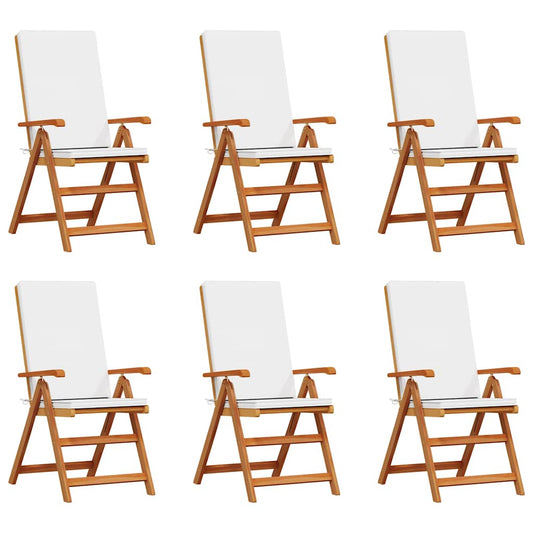 Zahradní Křeslo 6 Ks Hnědá A Bílá Pevné Teakové Dřevo