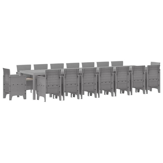 Zahradní Jídelní Souprava S Polštáři 17 Pcs Světle Šedá Pp