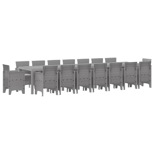 Zahradní Jídelní Souprava S Polštáři 17 Pcs Světle Šedá Pp