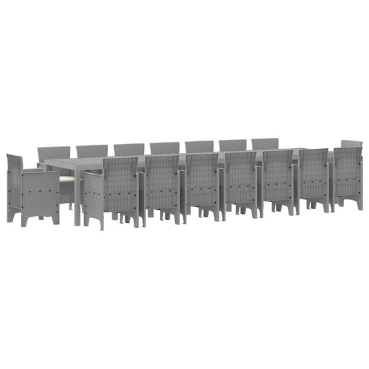 Zahradní Jídelní Souprava S Polštáři 17 Pcs Světle Šedá Pp