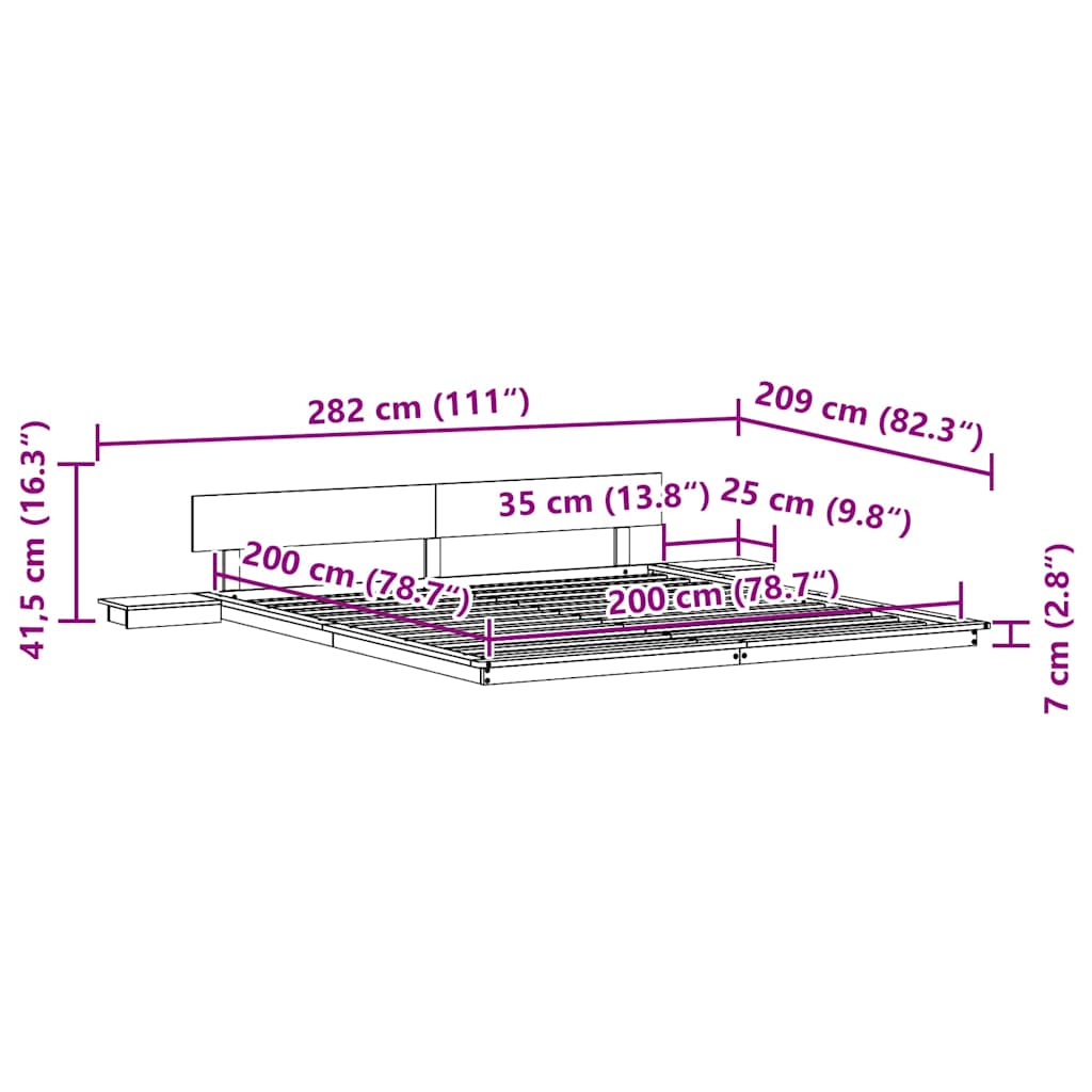 Rám Postele Bílá 200 X 200 Cm Dřevo