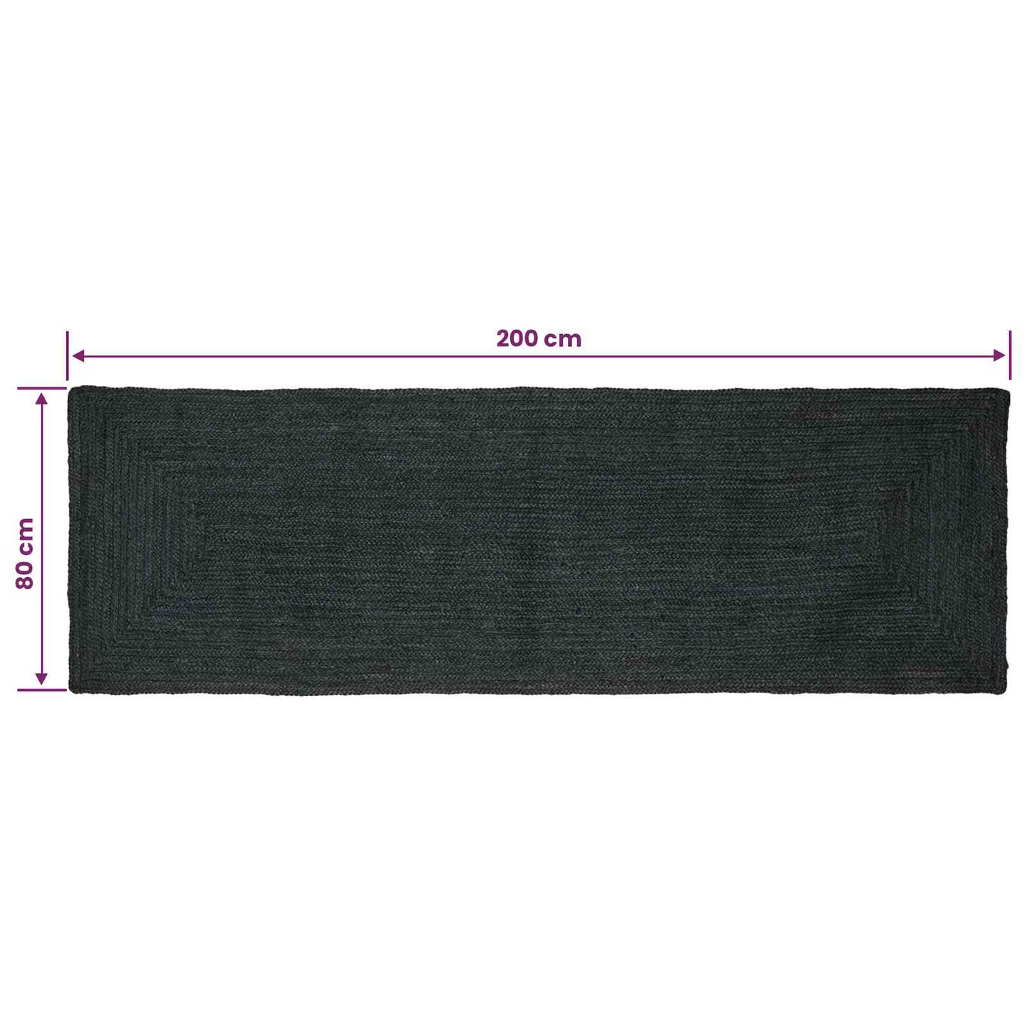 Kusové Koberce Obdélníkový Tmavě Šedá 80 X 200 Cm Juta