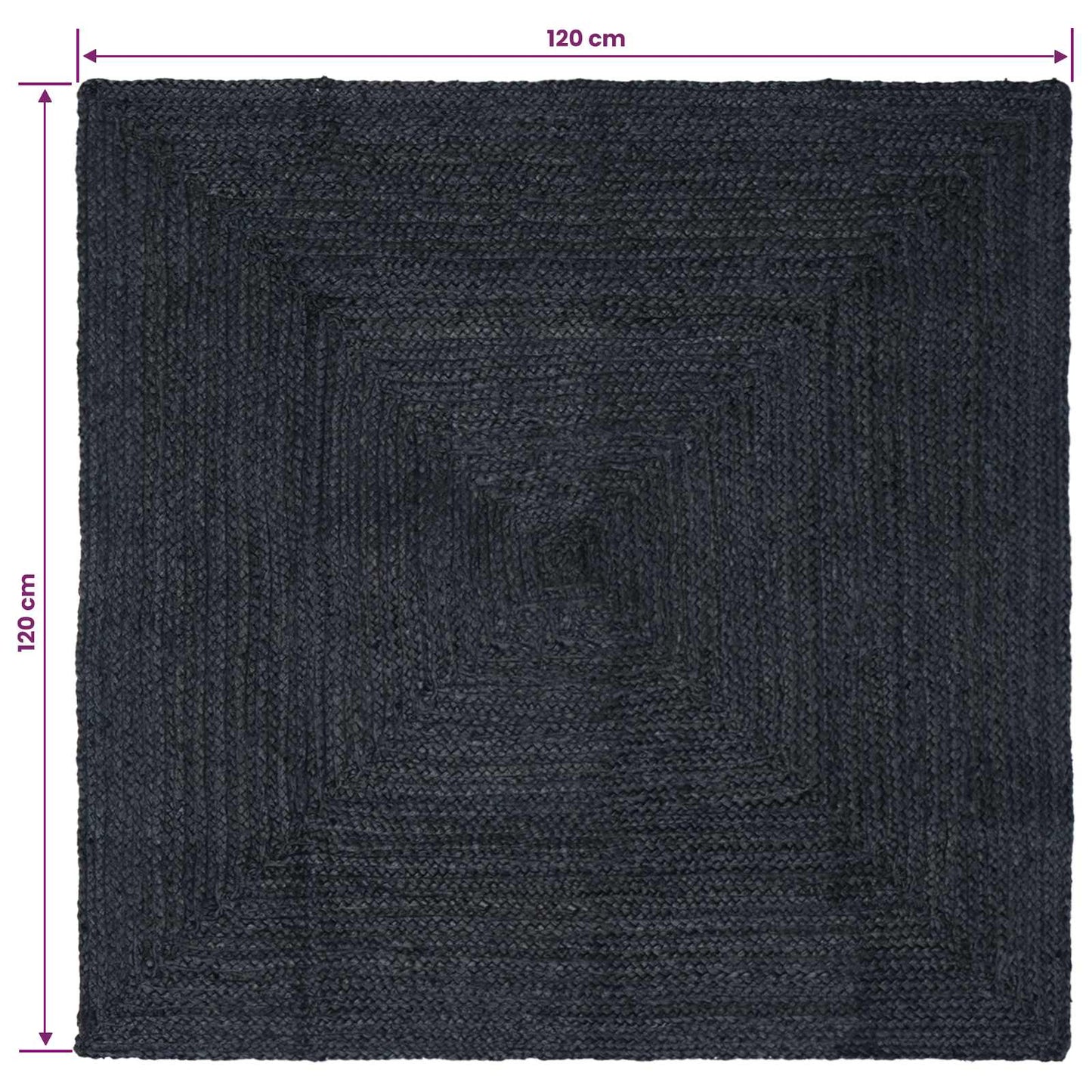 Kusové Koberce Obdélníkový Tmavě Šedá 120 X 120 Cm Juta