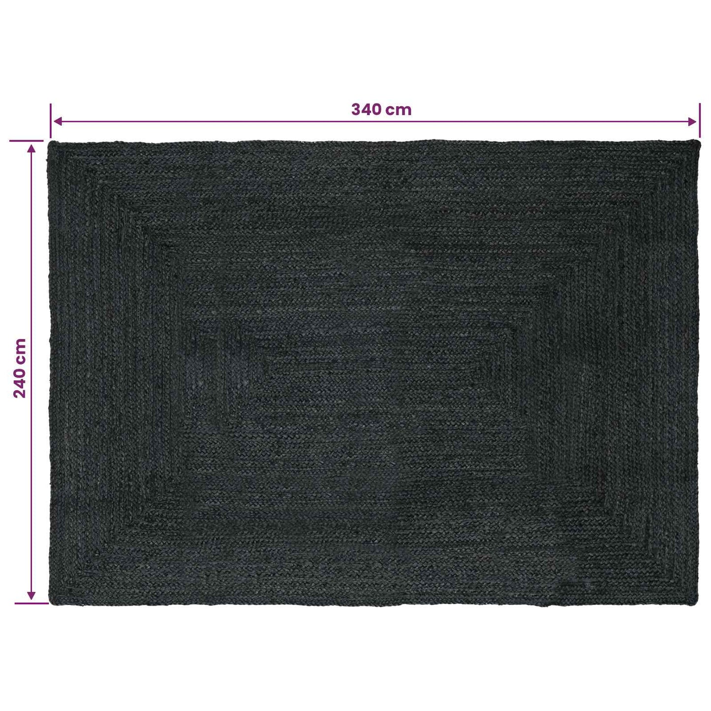 Kusové Koberce Obdélníkový Tmavě Šedá 240 X 340 Cm Juta
