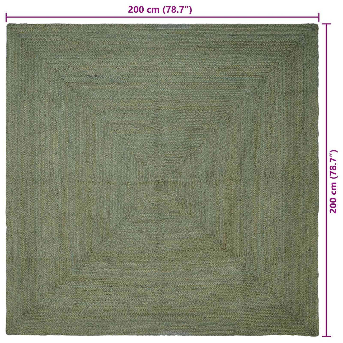 Kusové Koberce Čtvercový Olivově Zelená 200 X 200 Cm Juta