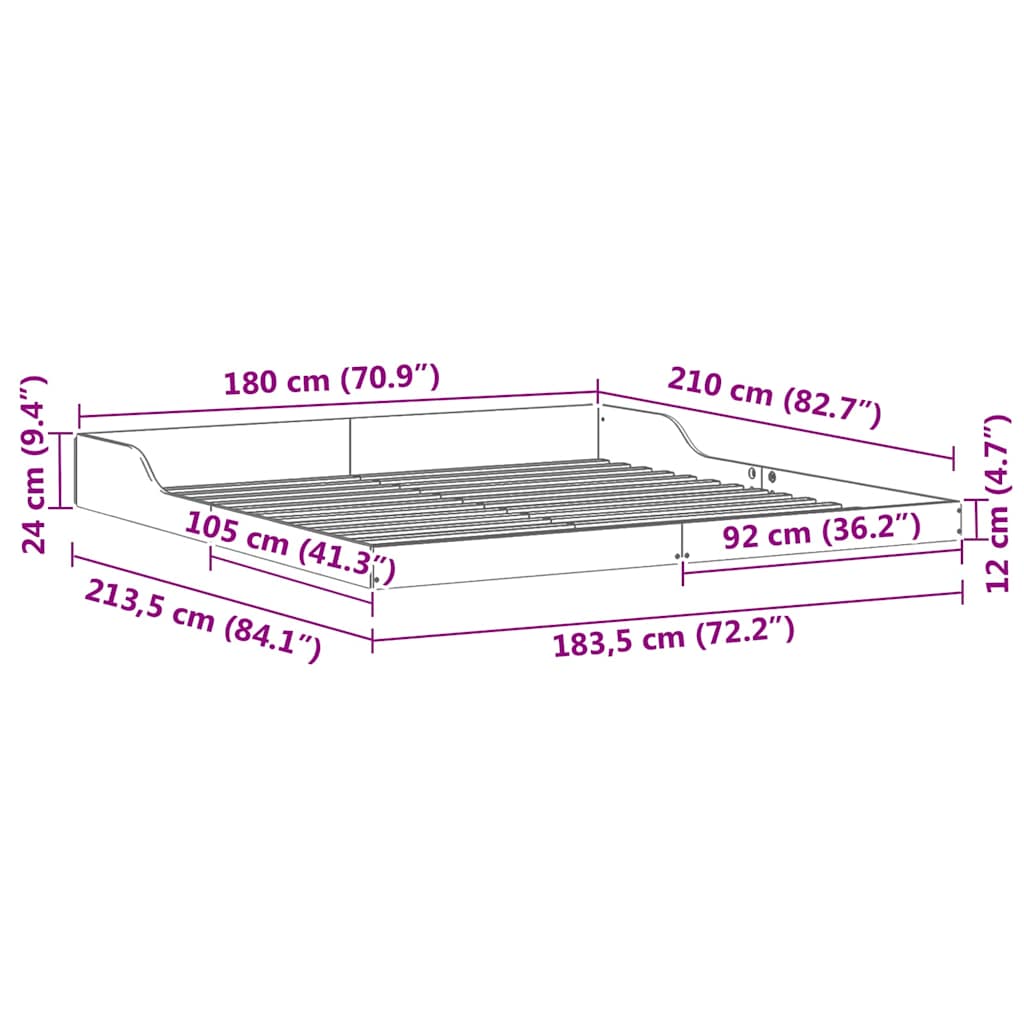 Rám Postele Hnědá 180 X 210 Cm Masivní Borové Dřevo