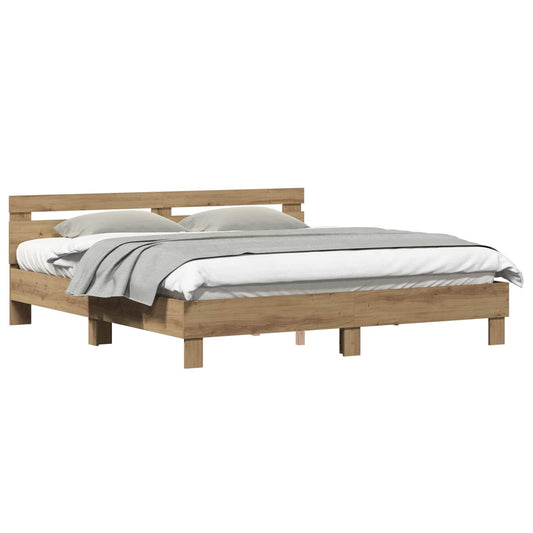Rám Postele Artisanový Dub 203 X 185 X 70 Cm Kompozitní Dřevo