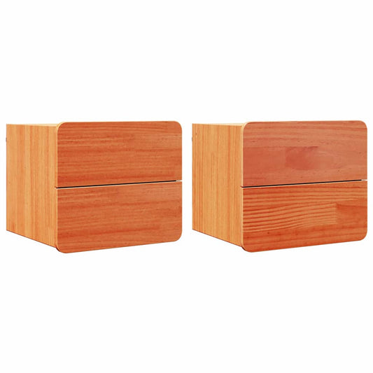 Noční Stolek 2 Pcs Hnědá 39 X 34 X 33 Cm Masivní Borové Dřevo