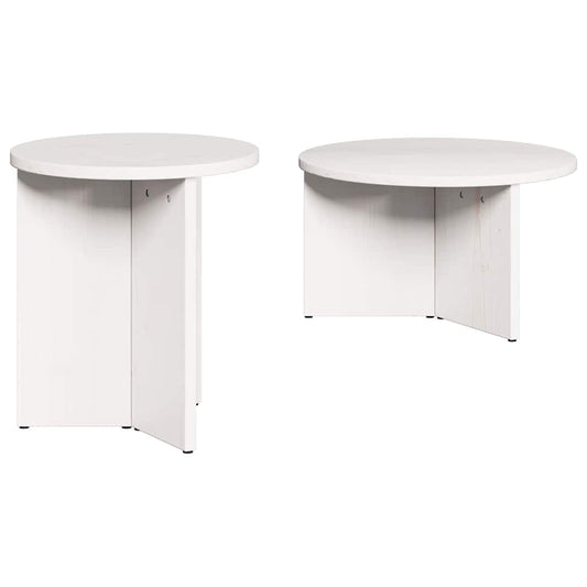 Konferenční Stolek 2 Pcs Bílá Masivní Borové Dřevo