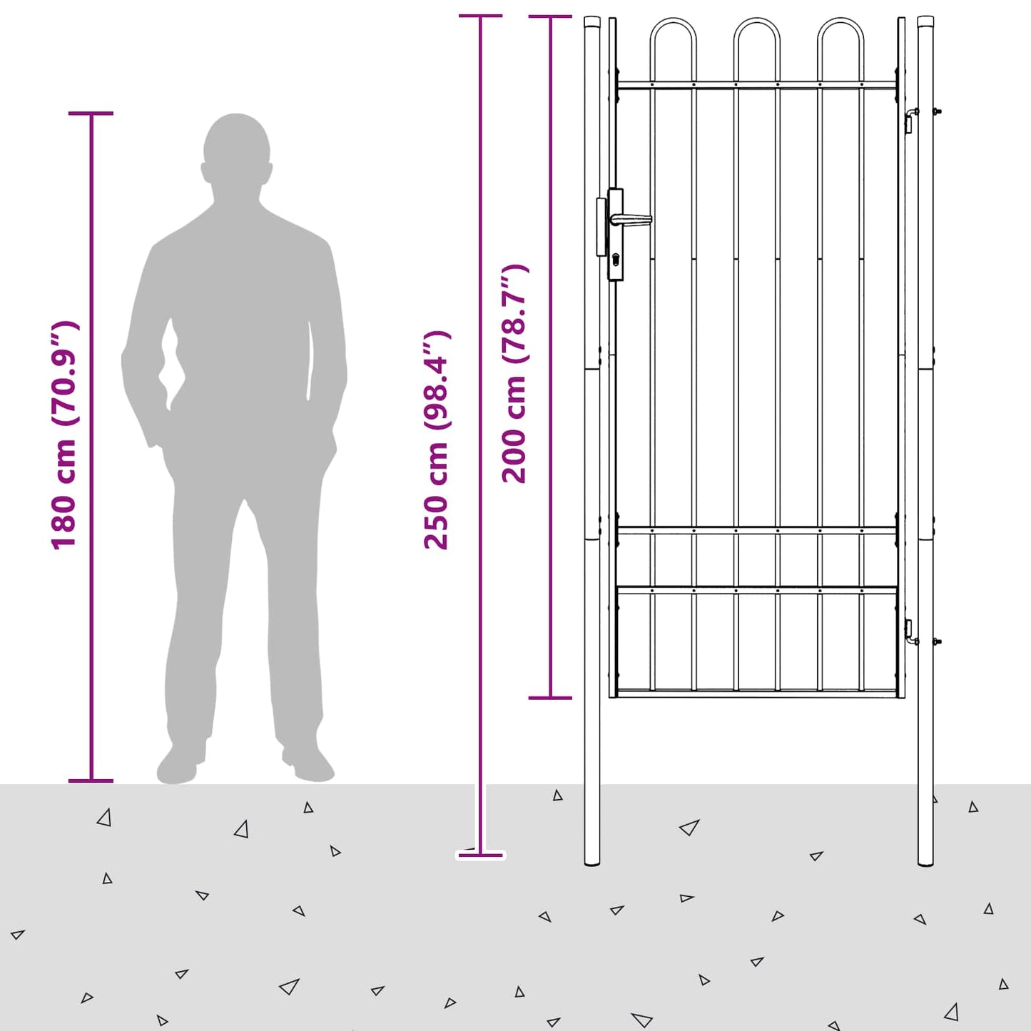 Brána Na Plot Boxtel 103 X 250 Cm Práškově Lakovaná Ocel Šedá