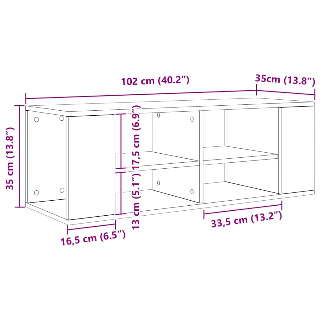 Sestava Tv Skříněk 102 X 35 X 35 Cm Staré Dřevo