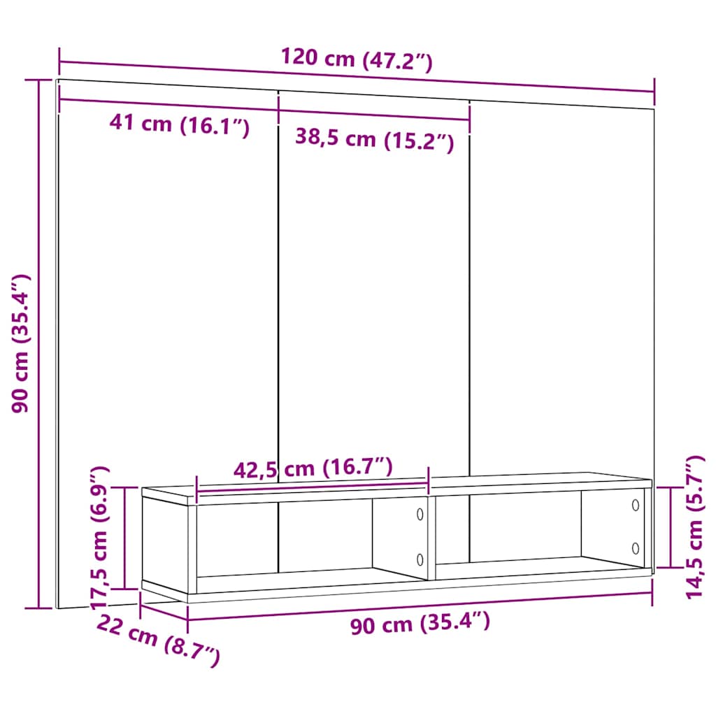 Sestava Tv Skříněk 120 X 23,5 X 90 Cm Artisanový Dub