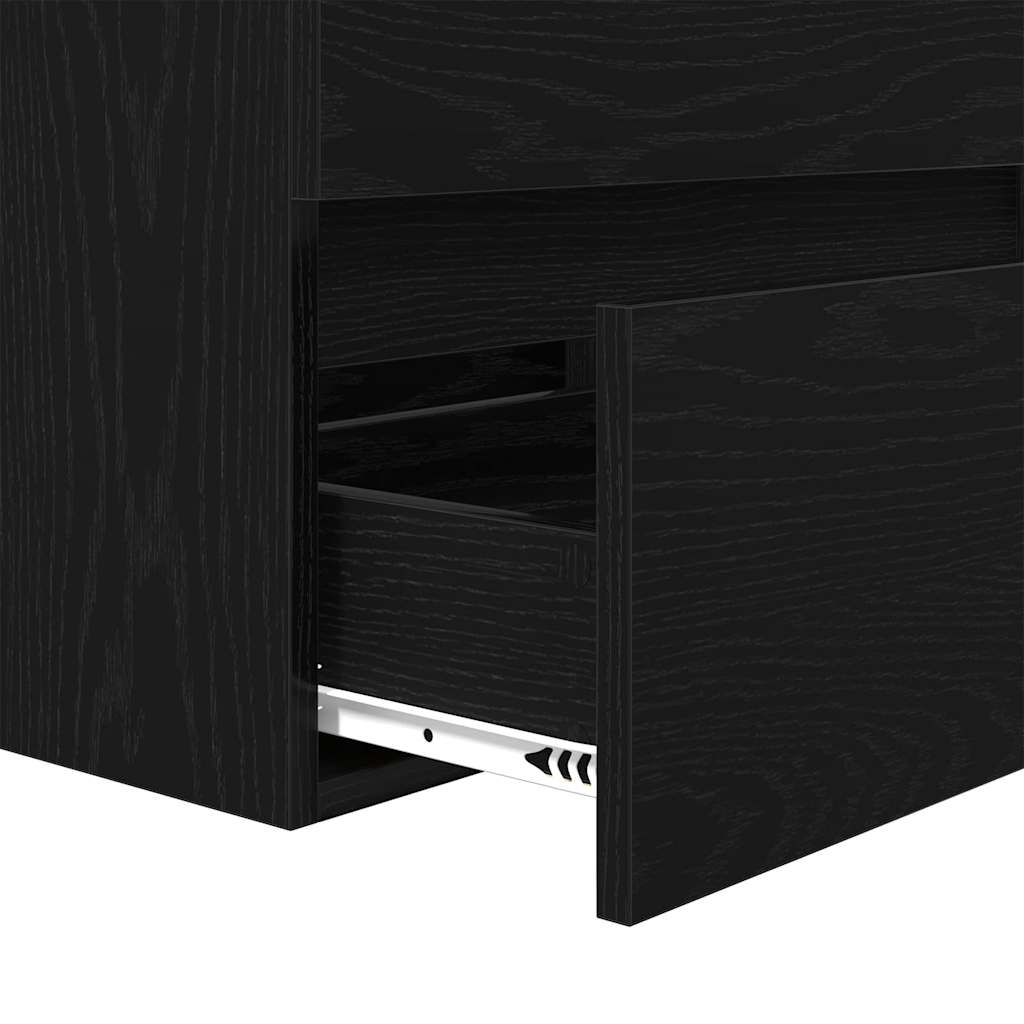 Sada Koupelnového Nábytku 2 Pcs Černý Dub Skládané Dřevo A Kov