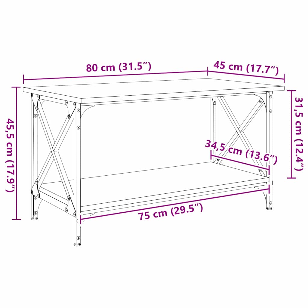 Konferenční Stolek Staré Dřevo 80 X 45 X 45.5 Cm