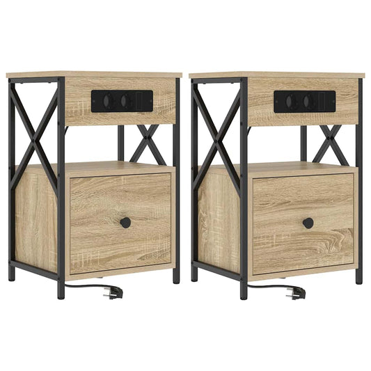 Noční Skříňka 2 Ks Sonoma Dub 40 X 31 X 60 Cm Kompozitní Dřevo