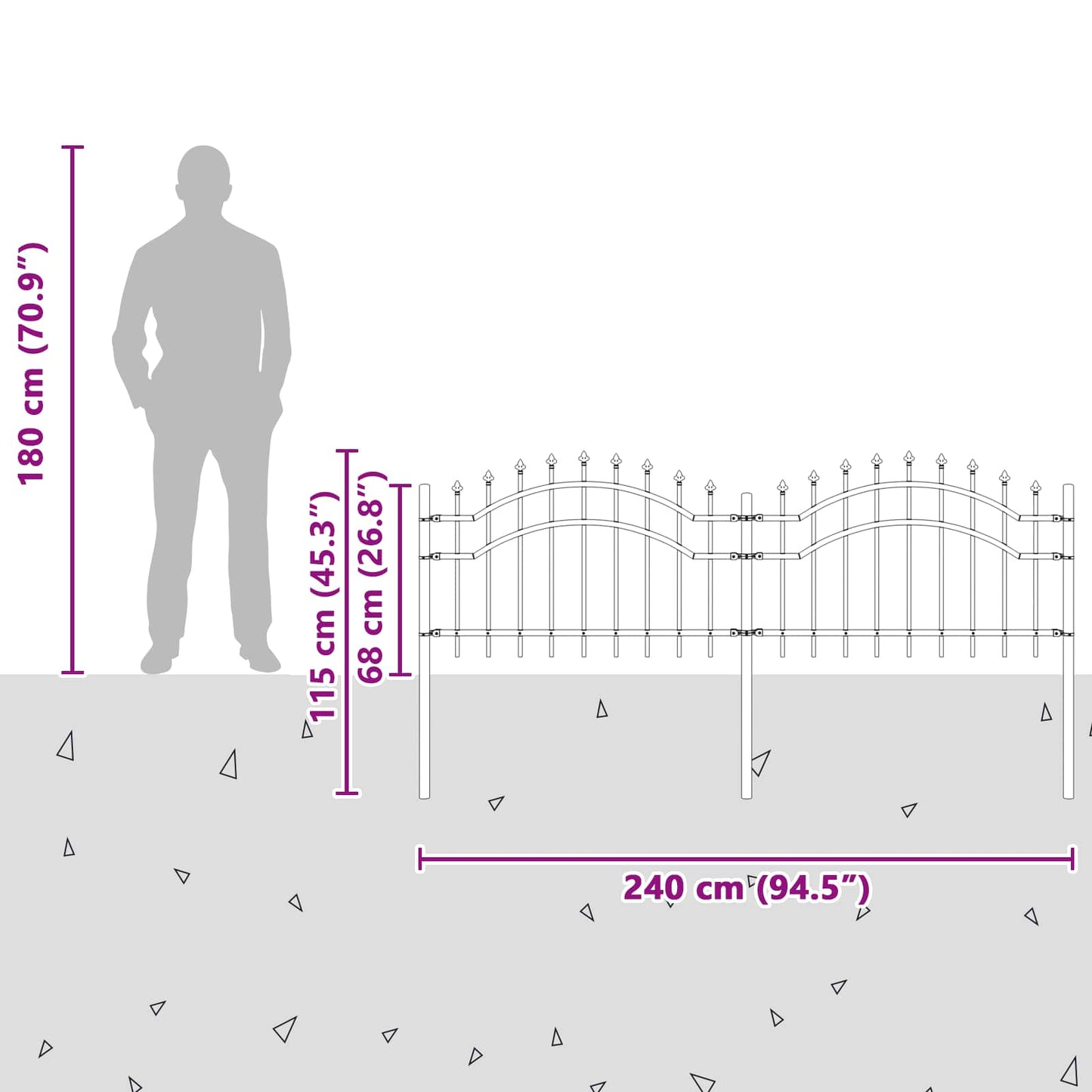 Zahradní Plot Woerden 240 X 115 Cm Práškově Lakovaná Ocel Šedá