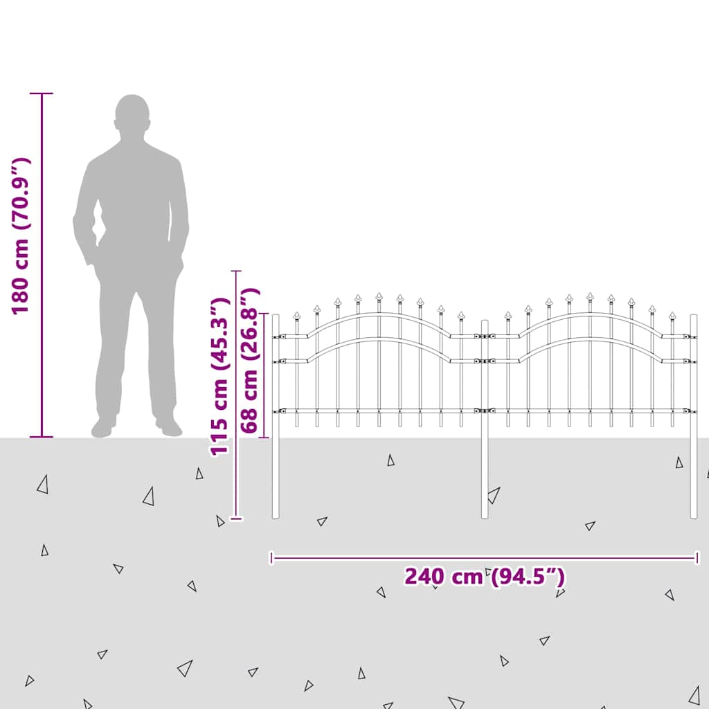 Zahradní Plot Woerden 240 X 115 Cm Práškově Lakovaná Ocel Bílá