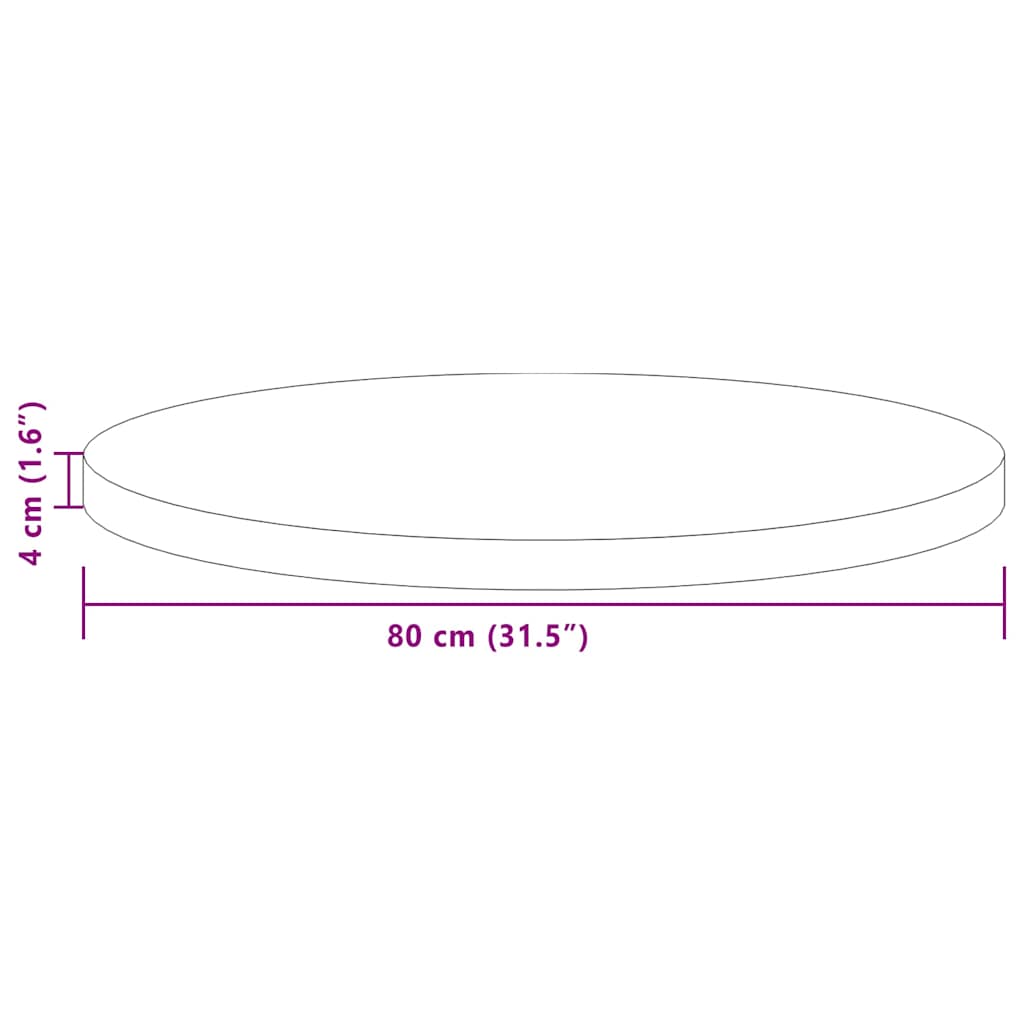 Deska Stolu Tmavě Hnědá Ø 80 X 4 Cm Masivní Dubové Dřevo