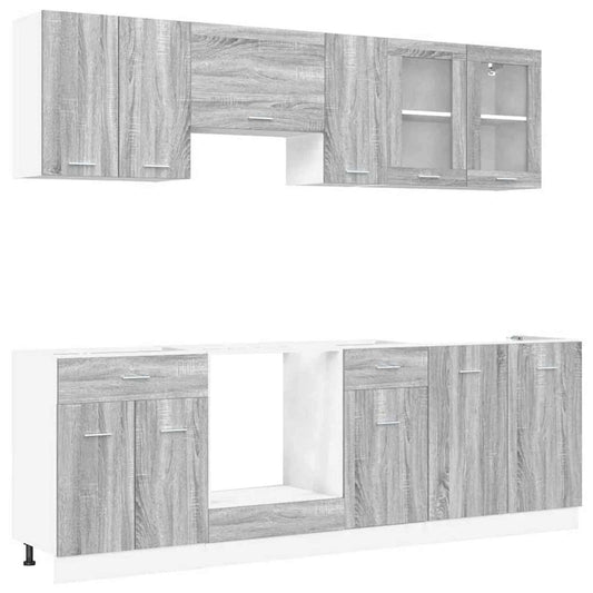 Sada Kuchyňských Skříněk Se Zásuvkou Lyon 8 Pcs Šedá Sonoma