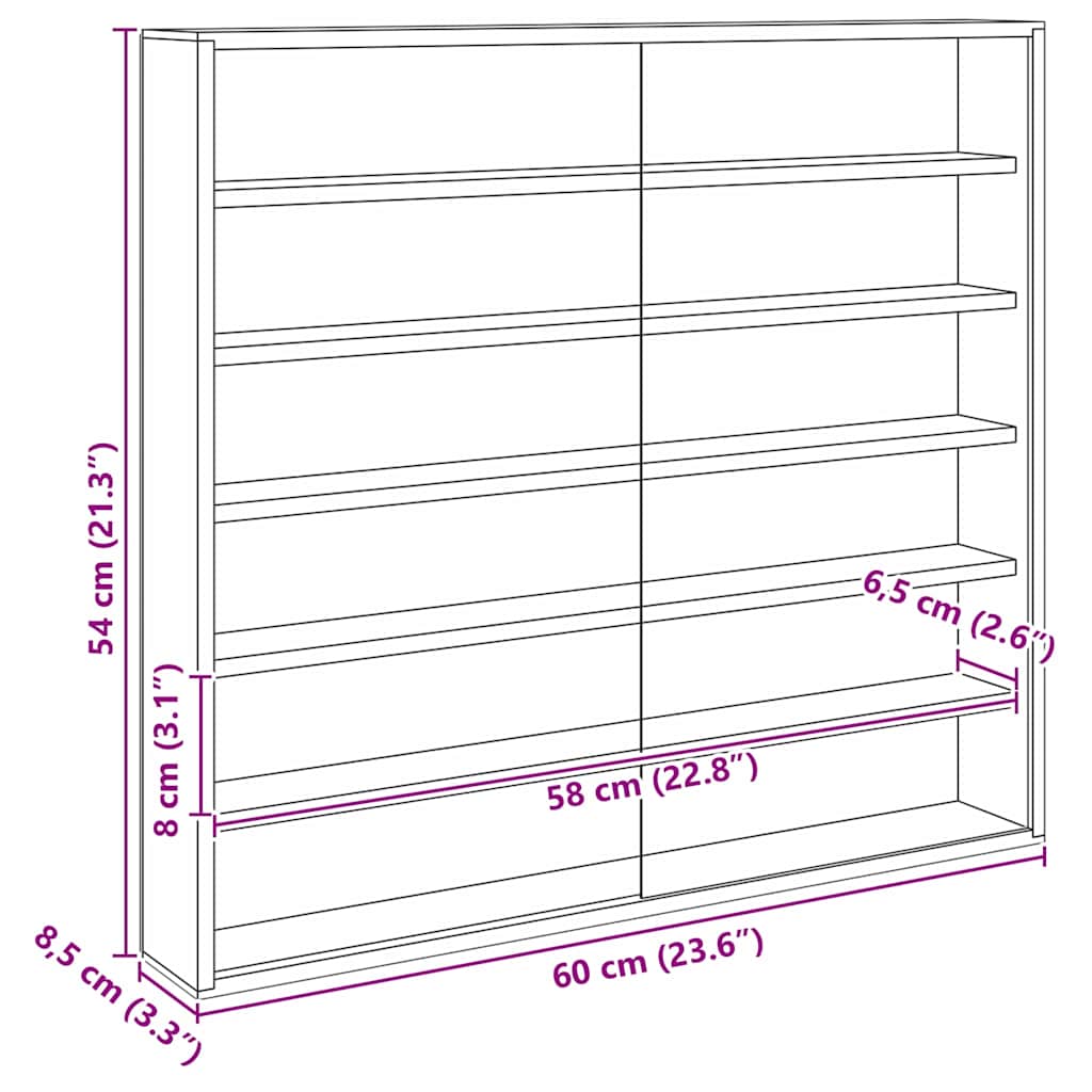 Nástěnný Vitrínový Box Béžová 60 X 8,5 X 54 Cm Překližka