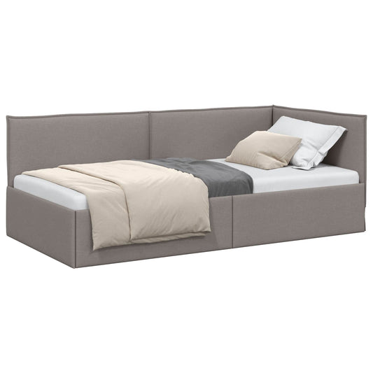 Rohový Rám Postele S Čelo Taupe 100 X 200 Cm Textil