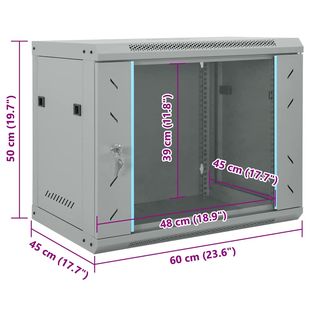 Síťový Kabinet S Úložištěm Šedá 60 X 45 X 50 Cm Ocel