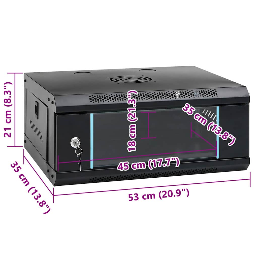 Síťový Kabinet S Úložištěm Černá 53 X 35 X 21 Cm Ocel