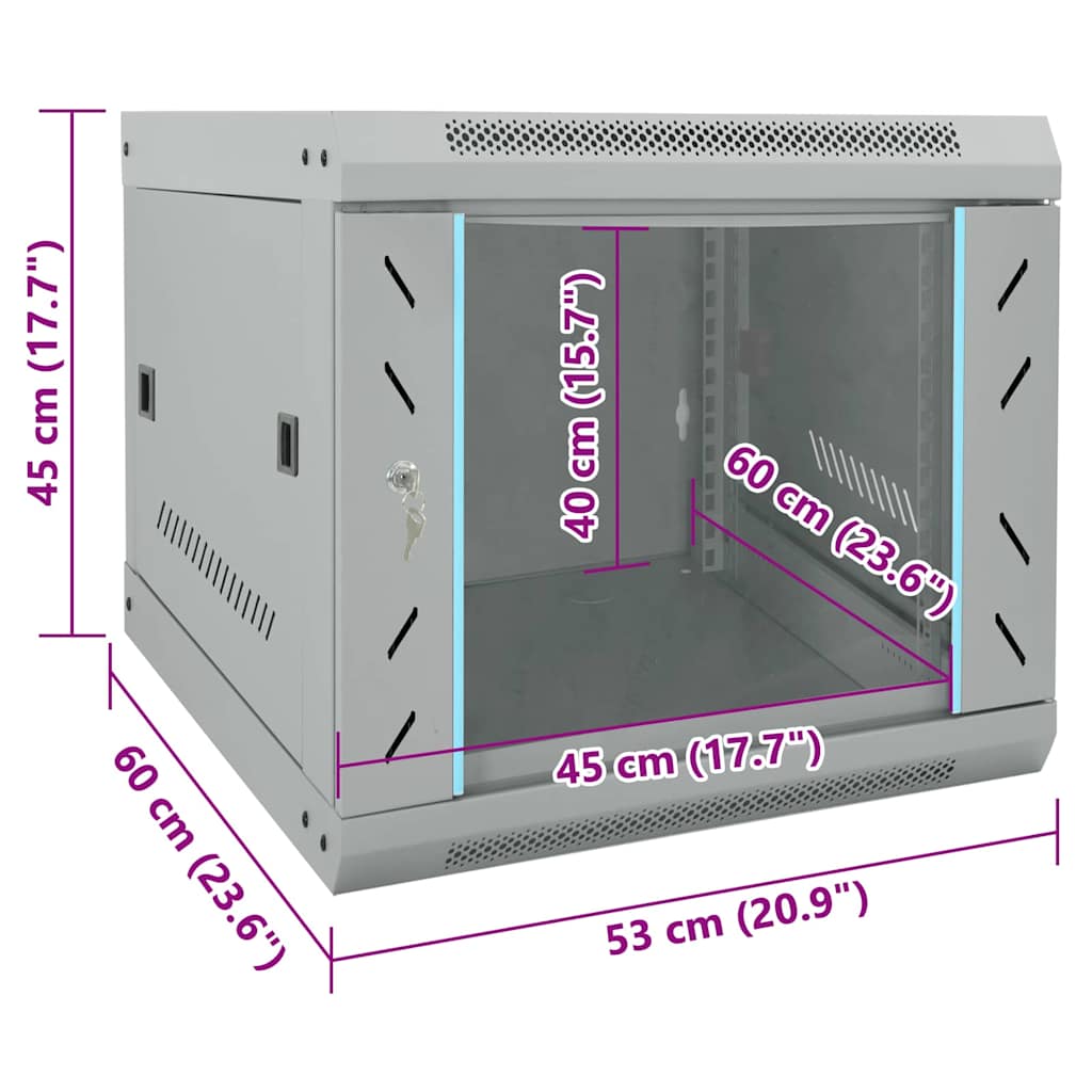 Síťový Kabinet S Úložištěm Šedá 53 X 60 X 45 Cm Ocel