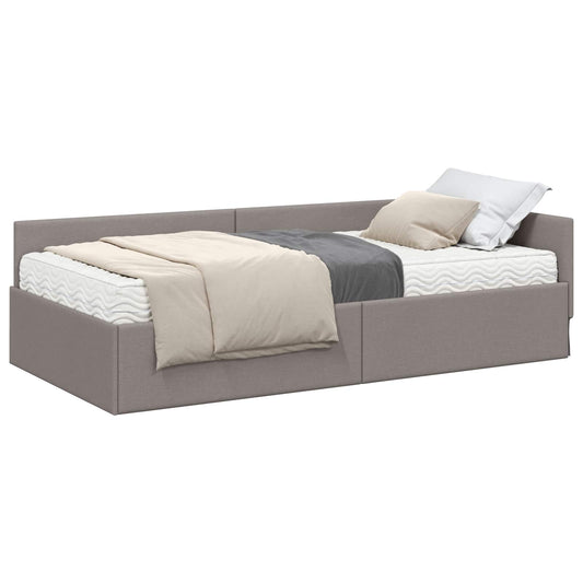 Rohový Rám Postele S Matrací Jiný S Čelo 2 Ks Taupe Textil