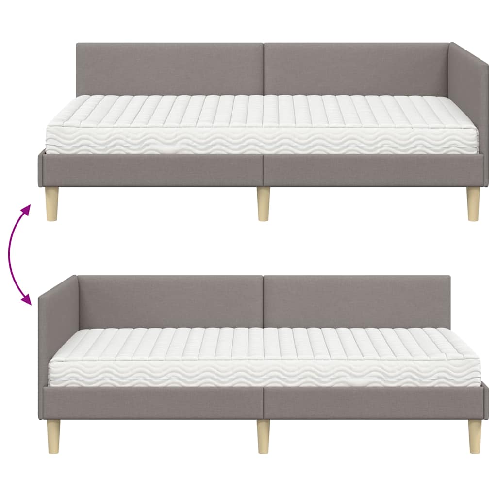 Rohový Rám Postele S Matrací Jiný S Čelo 2 Ks Taupe Textil