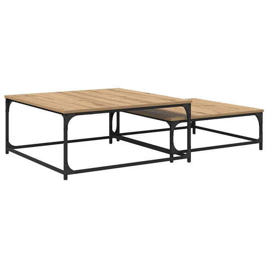 Konferenční Stolek 2 Pcs Artisanový Dub 80 X 80 X 35 Cm