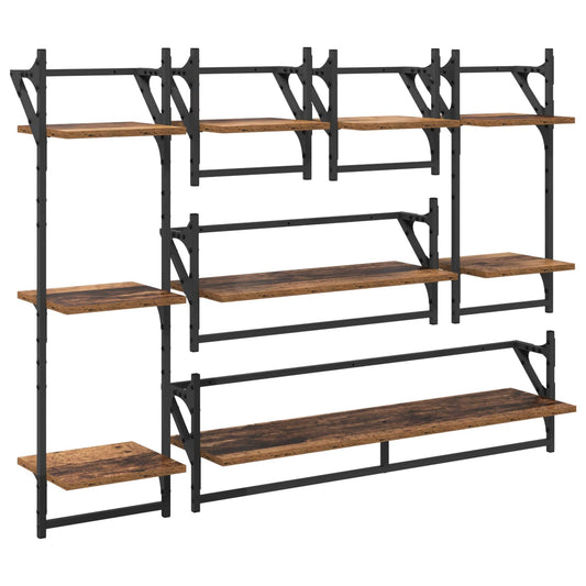 Sada Nástěnných Polic Nástěnná Montáž 6 Pcs Staré Dřevo