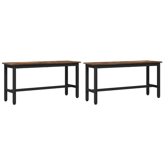 Jídelní Lavička 2 Pcs Kouřový Dub 100 X 32,5 X 48,5 Cm